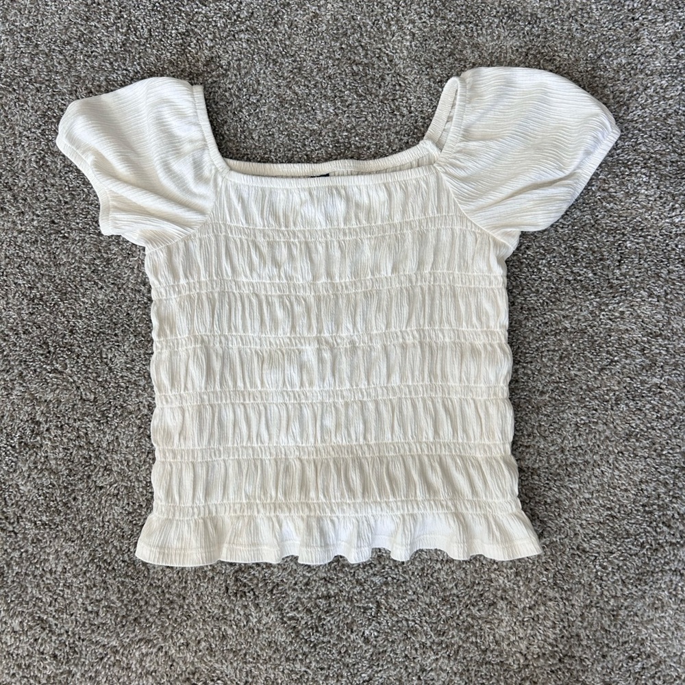 Old Navy Cream Ruched Blouse